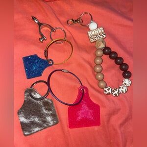 Set of 5 western keychains